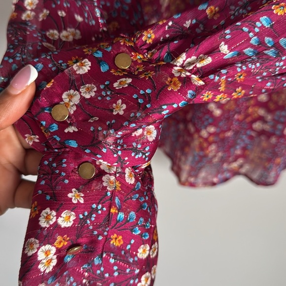 Sabina Musayev Hazel Floral Tie Neck Blouse Small - Picture 12 of 15